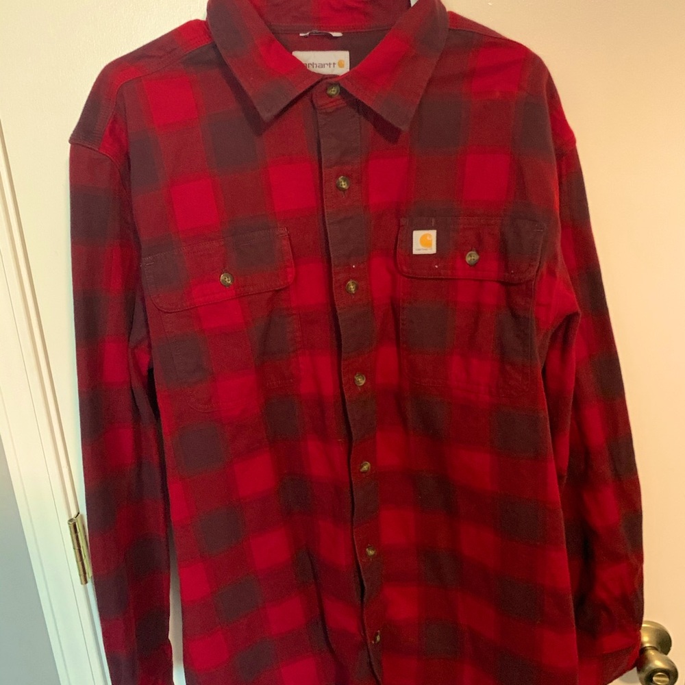 Mens Carhartt Flannel Red Size L